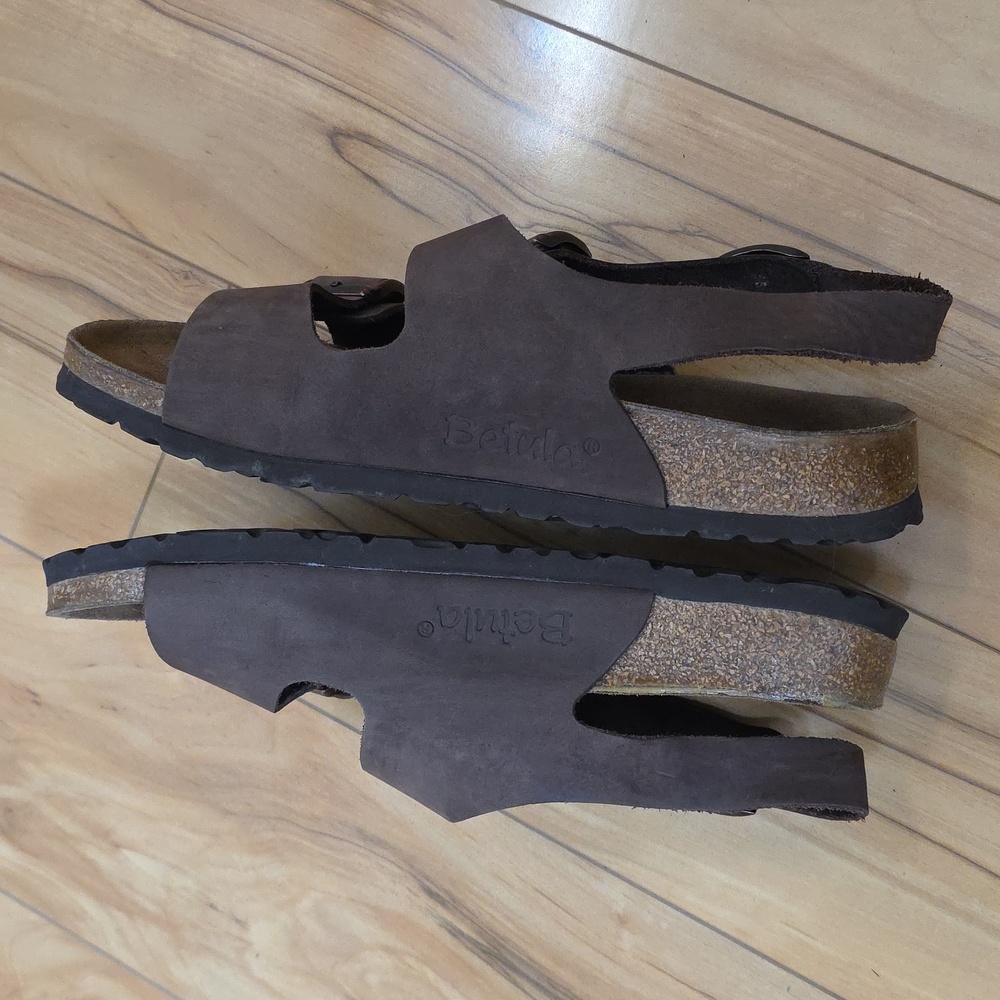 Birkenstock Betula Brown Milano Sandals Size EU 38(7-7.5) Antique Bronze Buckles - Picture 3 of 16
